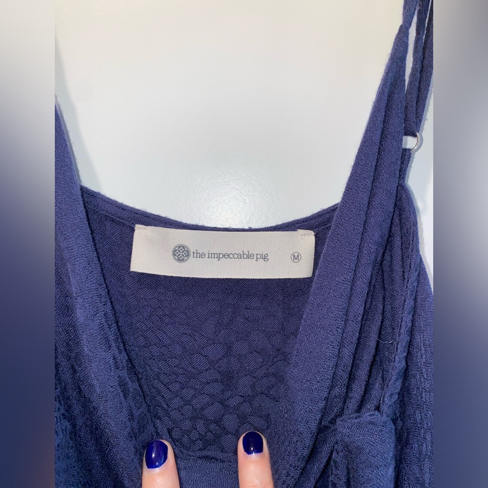 Blue Plunging Midi Sundress
